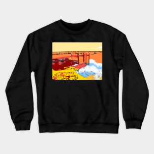 Colourful Jetty on the River Crewneck Sweatshirt